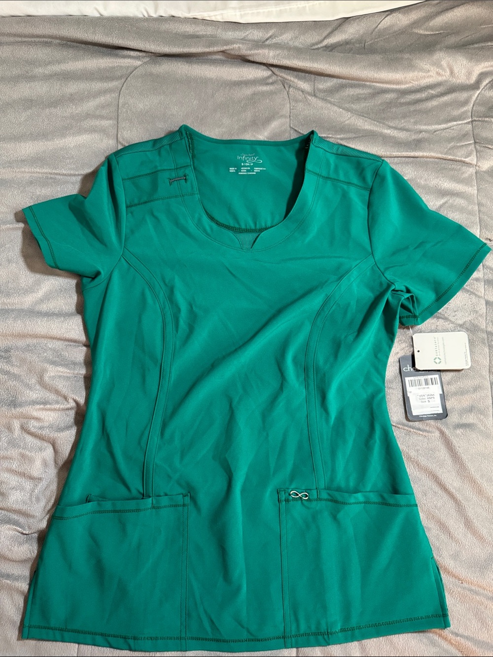 Cherokee infinity Teal Short Sleeve Scoop Neck Scrub Top